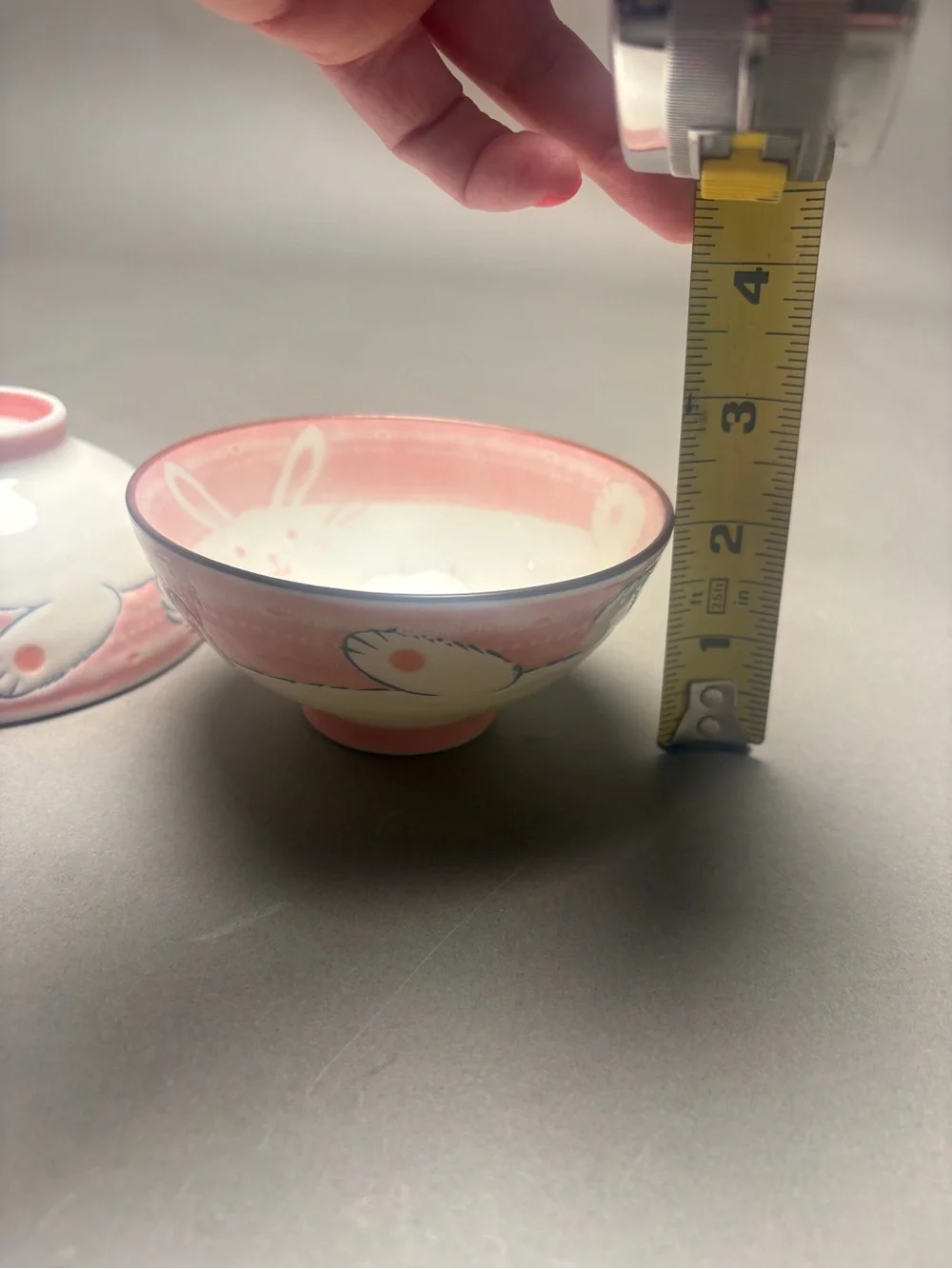 Pink Bunny Ceramic Rice Bowl - Cute Ceramic Dinnerware
